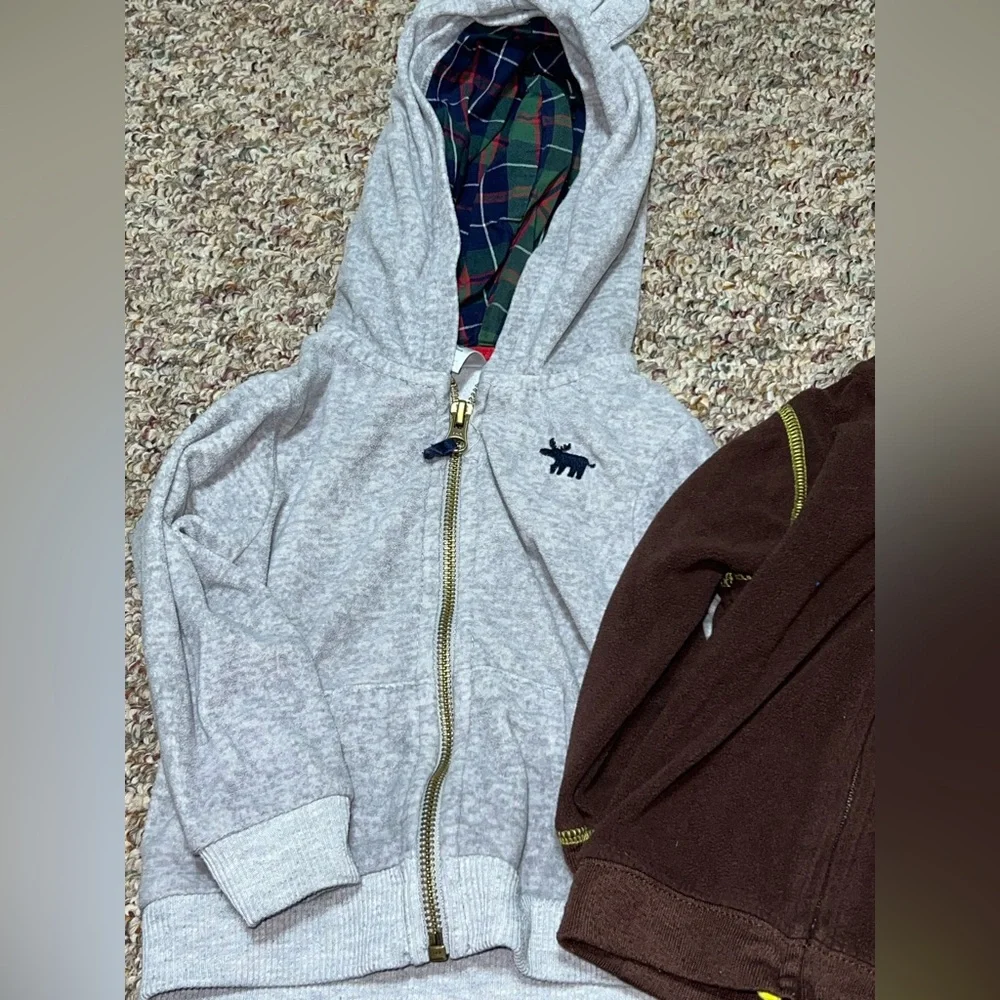 Boys Brown Dinosaur Hoodie‎ for Kids, Lot of 2 18 month hoodies